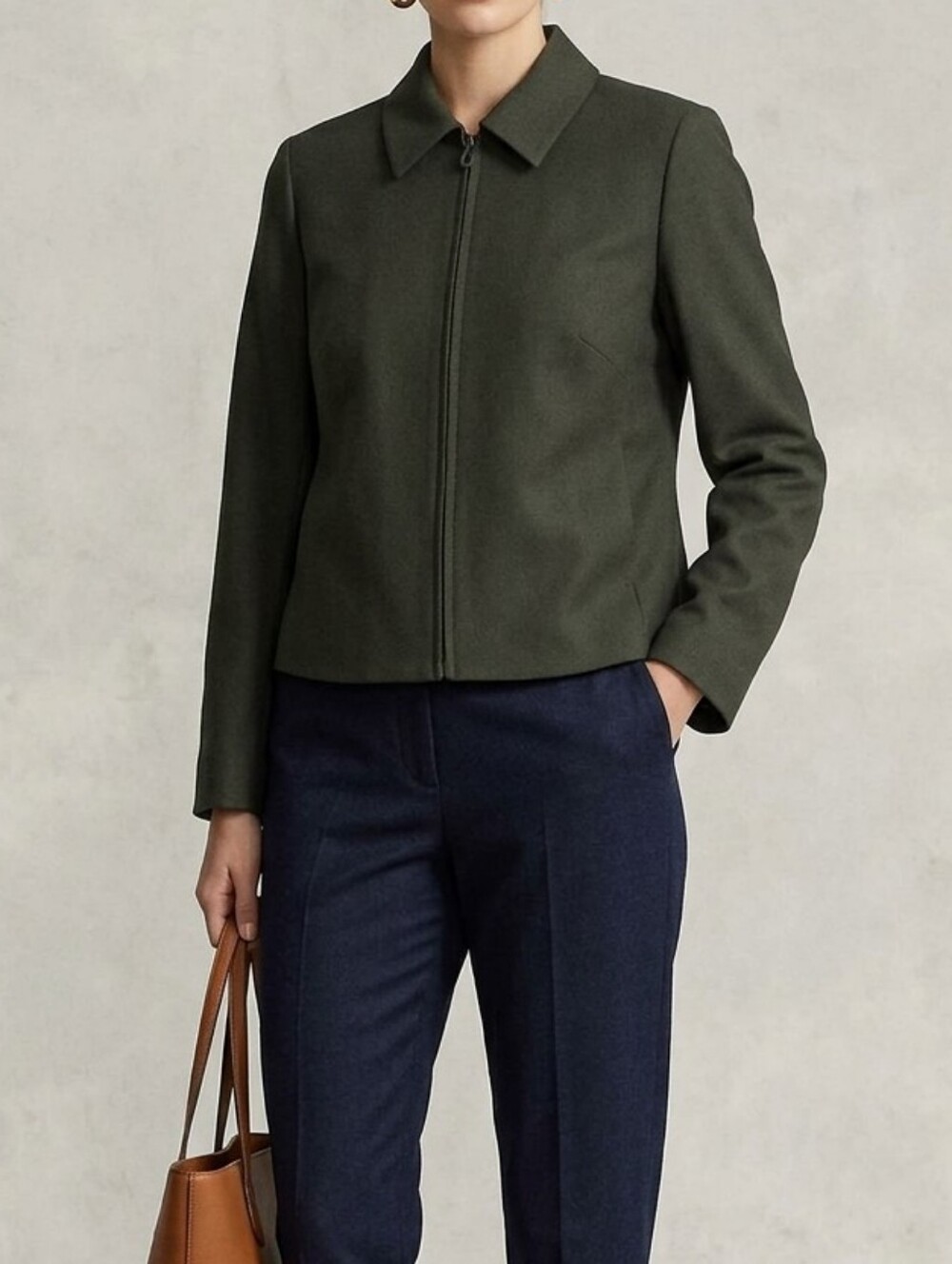 Pendleton Women's Black Zip-Front Jacket 100% Wool NWT Green Forest Sz 18 Collar